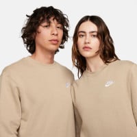 Nike Sportswear Club Fleece Crew Sweater Lichtbruin Wit