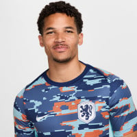 Nike Nederland Pre-Match Wedstrijdtenue Uit 2024-2026 Blauw Wit