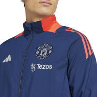 adidas Manchester United Presentatie Trainingsjack 2024-2025 Donkerblauw Rood Zilver