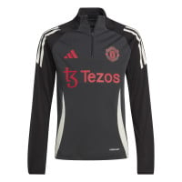 adidas Manchester United Trainingstrui 1/4-Zip Europees 2024-2025 Kids Donkergrijs Zwart Rood Wit