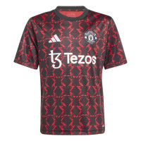 adidas Manchester United Pre-Match Trainingsshirt 2024-2025 Kids Zwart Rood