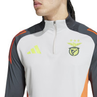 adidas Benfica Trainingstrui 1/4-Zip 2024-2025 Lichtgrijs Donkergrijs Felgeel