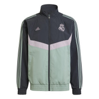 adidas Real Madrid Trainingsjack Woven 2024-2025 Donkergrijs Groen Paars