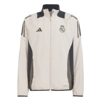 adidas Real Madrid Presentatie Trainingsjack Europees 2024-2025 Kids Beige Bruin Zwart