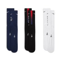 Nike Paris Saint-Germain Everyday Sportsokken 3-Pack Blauw Zwart Wit