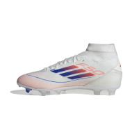 adidas F50 League Mid Gras Voetbalschoenen (FG) Wit Blauw Rood