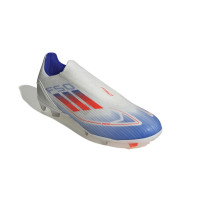 adidas F50 League Veterloze Gras Voetbalschoenen (FG) Wit Rood Blauw