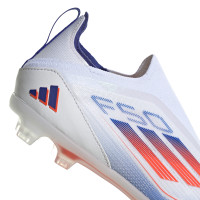 adidas F50 Pro Veterloze Gras Voetbalschoenen (FG) Kids Wit Rood Blauw