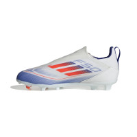 adidas F50 League Veterloze Gras Voetbalschoenen (FG) Kids Wit Rood Blauw