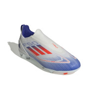 adidas F50 League Veterloze Gras Voetbalschoenen (FG) Kids Wit Rood Blauw