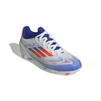 adidas F50 League Gras Voetbalschoenen (FG) Kids Wit Rood Blauw