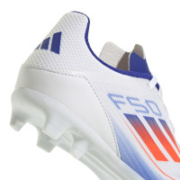 adidas F50 League Gras Voetbalschoenen (FG) Kids Wit Rood Blauw