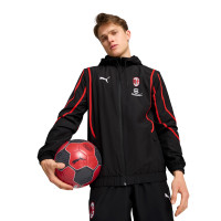 PUMA AC Milan Pre-Match Trainingspak Woven Full-Zip 2024-2025 Zwart Rood