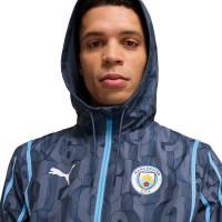 PUMA Manchester City Pre-Match Anthem Trainingspak Woven Full-Zip 2024-2025 Donkerblauw Lichtblauw