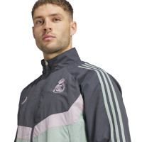 adidas Real Madrid Trainingsjack Woven 2024-2025 Donkergrijs Groen Paars