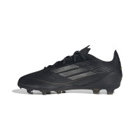 adidas F50 Pro Gras Voetbalschoenen (FG) Kids Zwart Grijs Goud