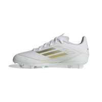 adidas F50 League Gras Voetbalschoenen (FG) Kids Wit Goud