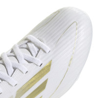 adidas F50 League Gras Voetbalschoenen (FG) Kids Wit Goud