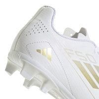 adidas F50 Club Gras / Kunstgras Voetbalschoenen (FxG) Kids Wit Goud