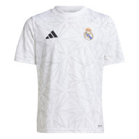 adidas Real Madrid Pre-Match Trainingsshirt 2024-2025 Kids Wit Grijs