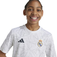 adidas Real Madrid Pre-Match Trainingsshirt 2024-2025 Kids Wit Grijs