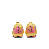 Nike Zoom Mercurial Vapor 16 Mbappé Pro Gras Voetbalschoenen (FG) Kids Geel Roze Oranje