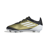 adidas F50 Messi Pro Gras Voetbalschoenen (FG) Kids Goud Zwart Wit