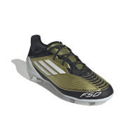 adidas F50 Messi Pro Gras Voetbalschoenen (FG) Kids Goud Zwart Wit