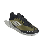 adidas F50 Messi League Gras Voetbalschoenen (FG) Kids Goud Zwart Wit