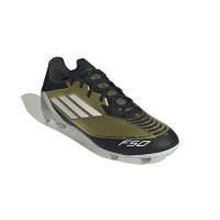 adidas F50 Messi League Gras Voetbalschoenen (FG) Goud Zwart Wit