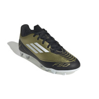 adidas F50 Messi Club Gras / Kunstgras Voetbalschoenen (FxG) Kids Goud Zwart Wit