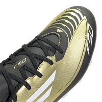 adidas F50 Messi Club Gras / Kunstgras Voetbalschoenen (FxG) Goud Zwart Wit