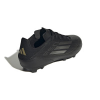 adidas F50 League Gras Voetbalschoenen (FG) Kids Zwart Grijs Goud