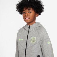 Nike FC Barcelona Tech Fleece Trainingspak 2024-2025 Kids Grijs Lichtgroen