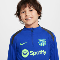 Nike FC Barcelona Strike Trainingstrui 1/4-Zip 2024-2025 Kids Blauw Lichtgroen