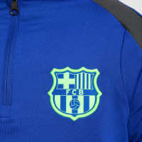 Nike FC Barcelona Strike Trainingstrui 1/4-Zip 2024-2025 Kids Blauw Lichtgroen