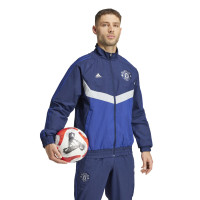 adidas Manchester United Culturewear Trainingspak Woven Full-Zip 2024-2025 Donkerblauw Blauw