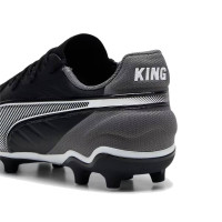 PUMA King Match Gras / Kunstgras Voetbalschoenen (MG) Kids Zwart Wit Grijs