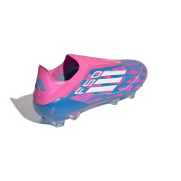 adidas F50 Elite Veterloze Gras Voetbalschoenen (FG) Blauw Roze Wit