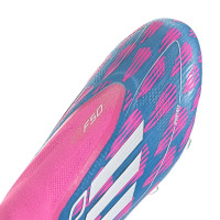 adidas F50 Elite Veterloze Gras Voetbalschoenen (FG) Blauw Roze Wit