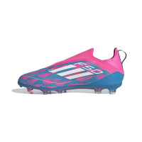 adidas F50 Pro Veterloze Gras Voetbalschoenen (FG) Kids Blauw Roze Wit