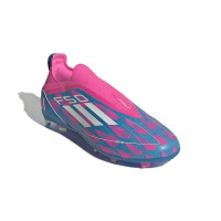 adidas F50 Pro Veterloze Gras Voetbalschoenen (FG) Kids Blauw Roze Wit