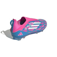 adidas F50 Pro Veterloze Gras Voetbalschoenen (FG) Kids Blauw Roze Wit