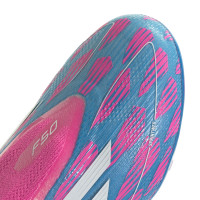 adidas F50 Pro Veterloze Gras Voetbalschoenen (FG) Kids Blauw Roze Wit