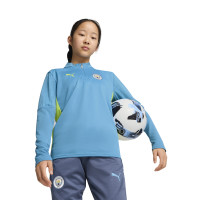 PUMA Manchester City Trainingspak 1/4-Zip 2024-2025 Kids Lichtblauw Donkerblauw