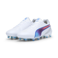 PUMA King Ultimate Gras / Kunstgras Voetbalschoenen (MG) Dames Wit Blauw Lichtroze