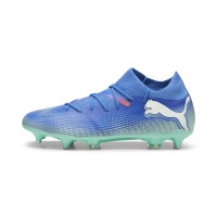 PUMA Future 7 Match IJzeren-Nop Voetbalschoenen (SG) Blauw Turquoise Wit