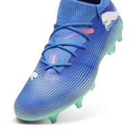 PUMA Future 7 Match IJzeren-Nop Voetbalschoenen (SG) Blauw Turquoise Wit