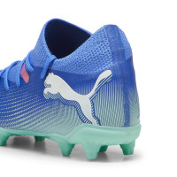 PUMA Future 7 Match Gras / Kunstgras Voetbalschoenen (MG) Kids Blauw Turquoise Wit