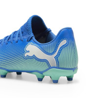 PUMA Future 7 Play Gras / Kunstgras Voetbalschoenen (MG) Kids Blauw Turquoise Wit